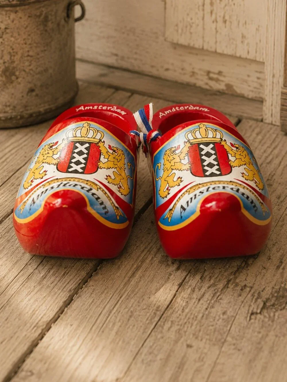 Vintage Amsterdam Coat of Arms Crest Collectible Wooden Shoes